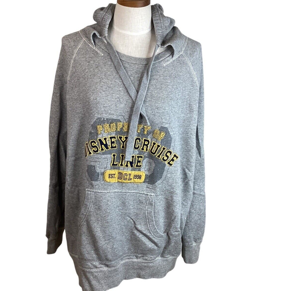 Disney Cruise Line Sweatshirt Hooded Grey Kangaroo pocket Embroiderd XL